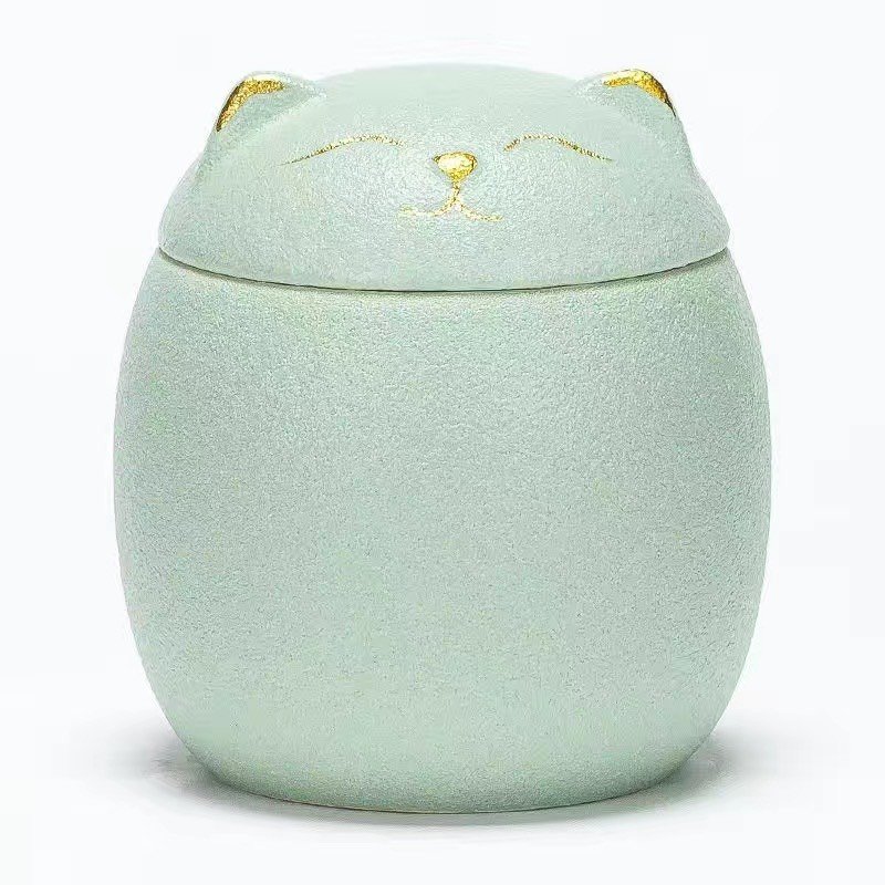 貓咪造型瓷罐(綠)